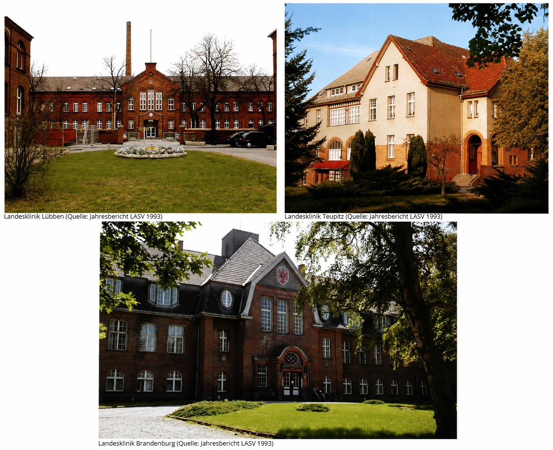 Collage der Landeskliniken im Land Brandenburg