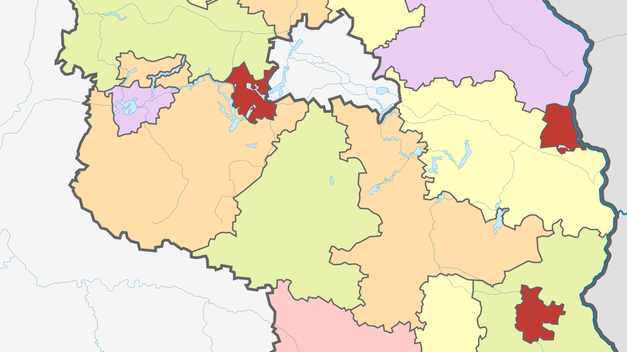 Grafik mit den Standorten: Cottbus, Potsdam und Frankfurt (Oder) farblich markiert.