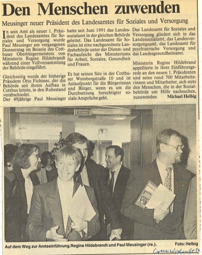 Zeitungsausschnitt von 1993 mit dem Präsidenten